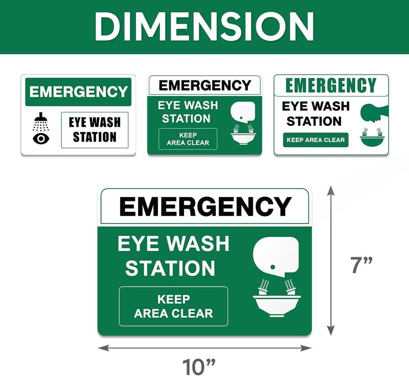 RABOWA Pack 6 Pcs Emergency Eye Wash Station Sign Stickers for Business Contruction Site Public Emergency First Aid Signs Indoor Outdoor Offices Bumper Stickers Waterproof Vinyl Decals - Image 2